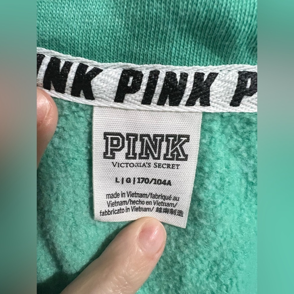 VS Victoria Secret‎ PINK mint green pullover sweater zip up L large sweatshirt - Picture 5 of 7
